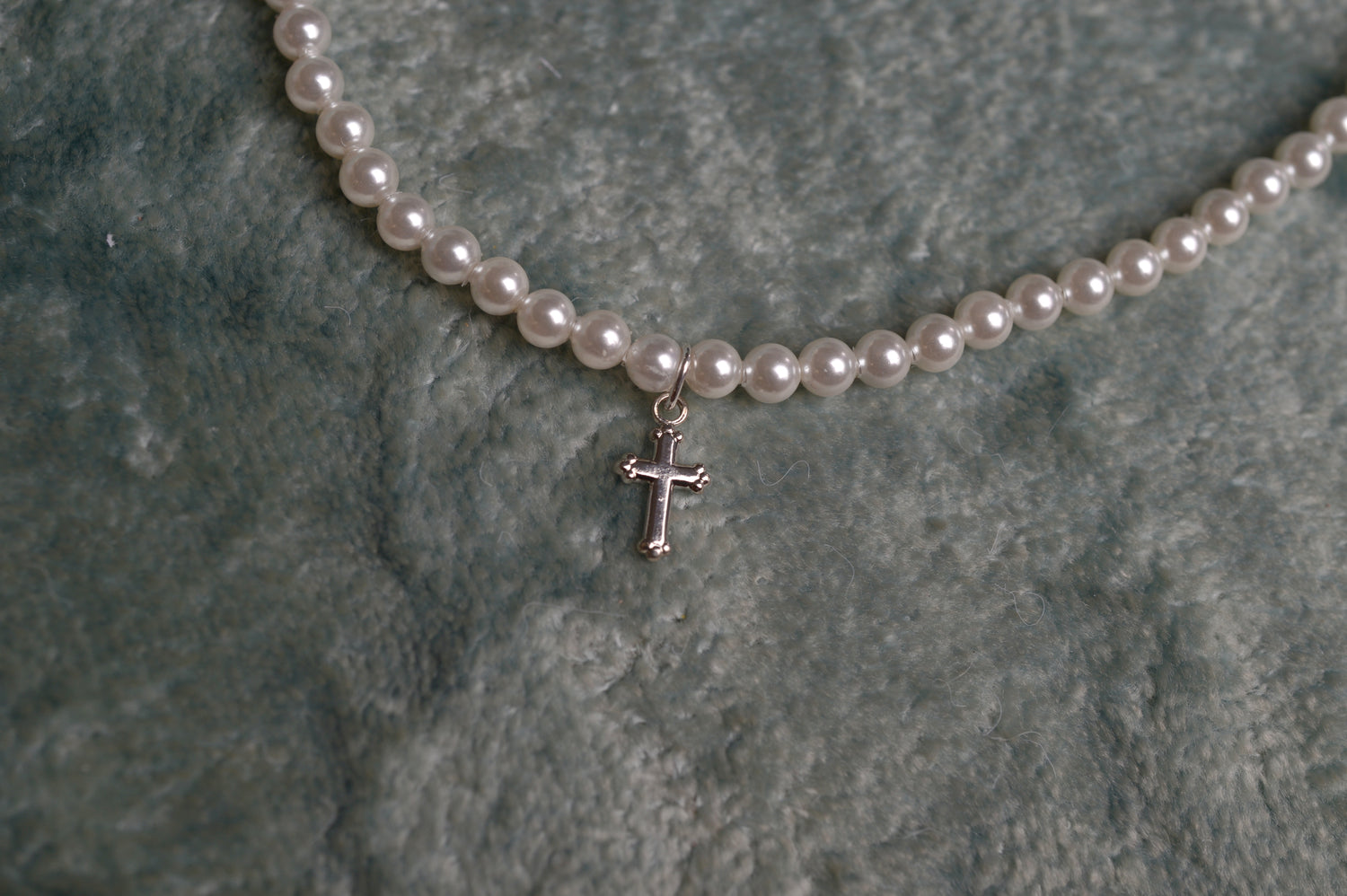 Strasburg Children Freshwater Pearl Necklace with Cross for little girls, Made in USA