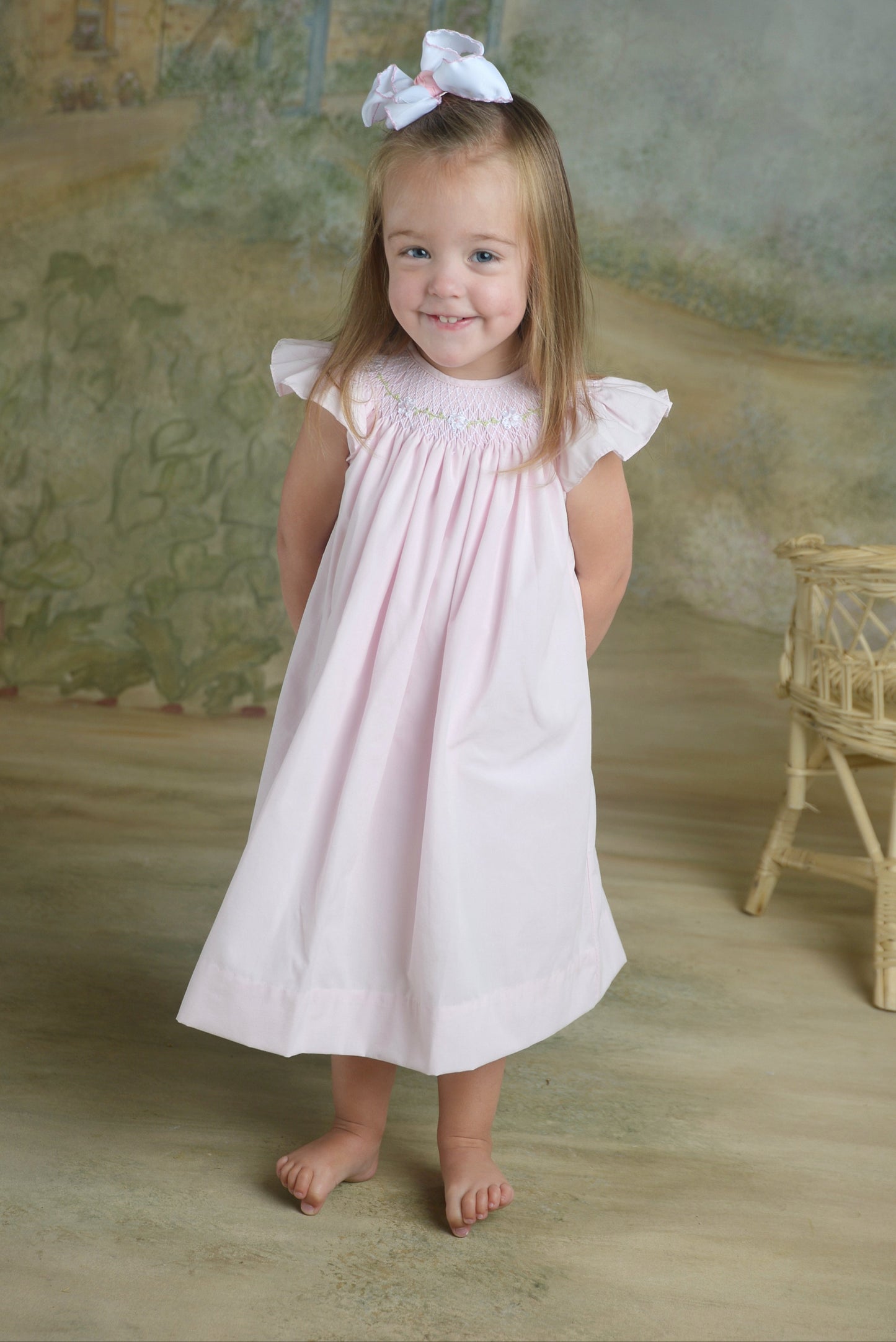 Strasburg Children Daisy white flower dress for toddler girls dresses, birthday portrait, baptism, bishop