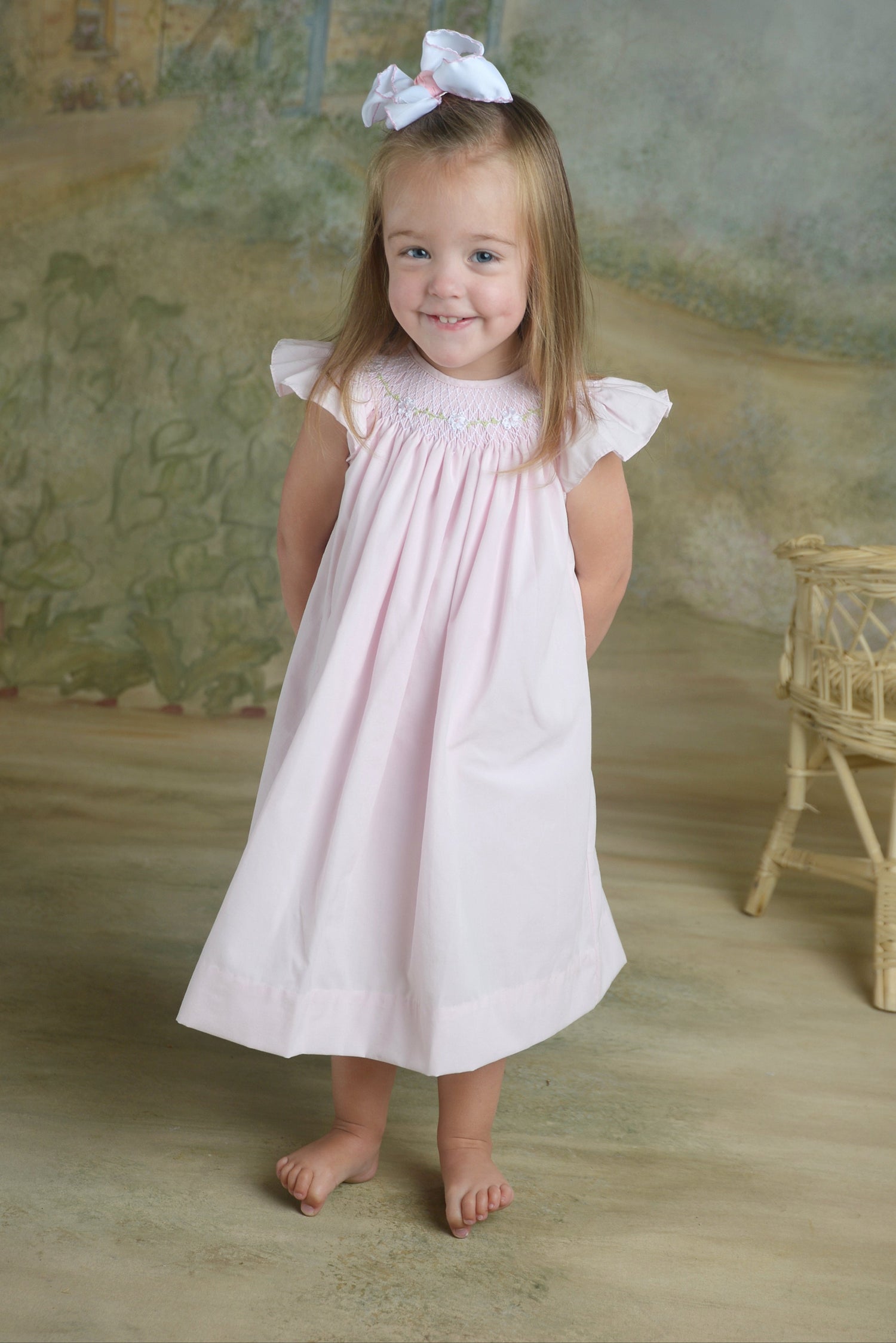 Strasburg Children Daisy white flower dress for toddler girls dresses, birthday portrait, baptism, bishop