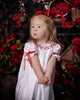 Strasburg Children Christmas smocked dress for toddler, heirloom dress for kids red white
