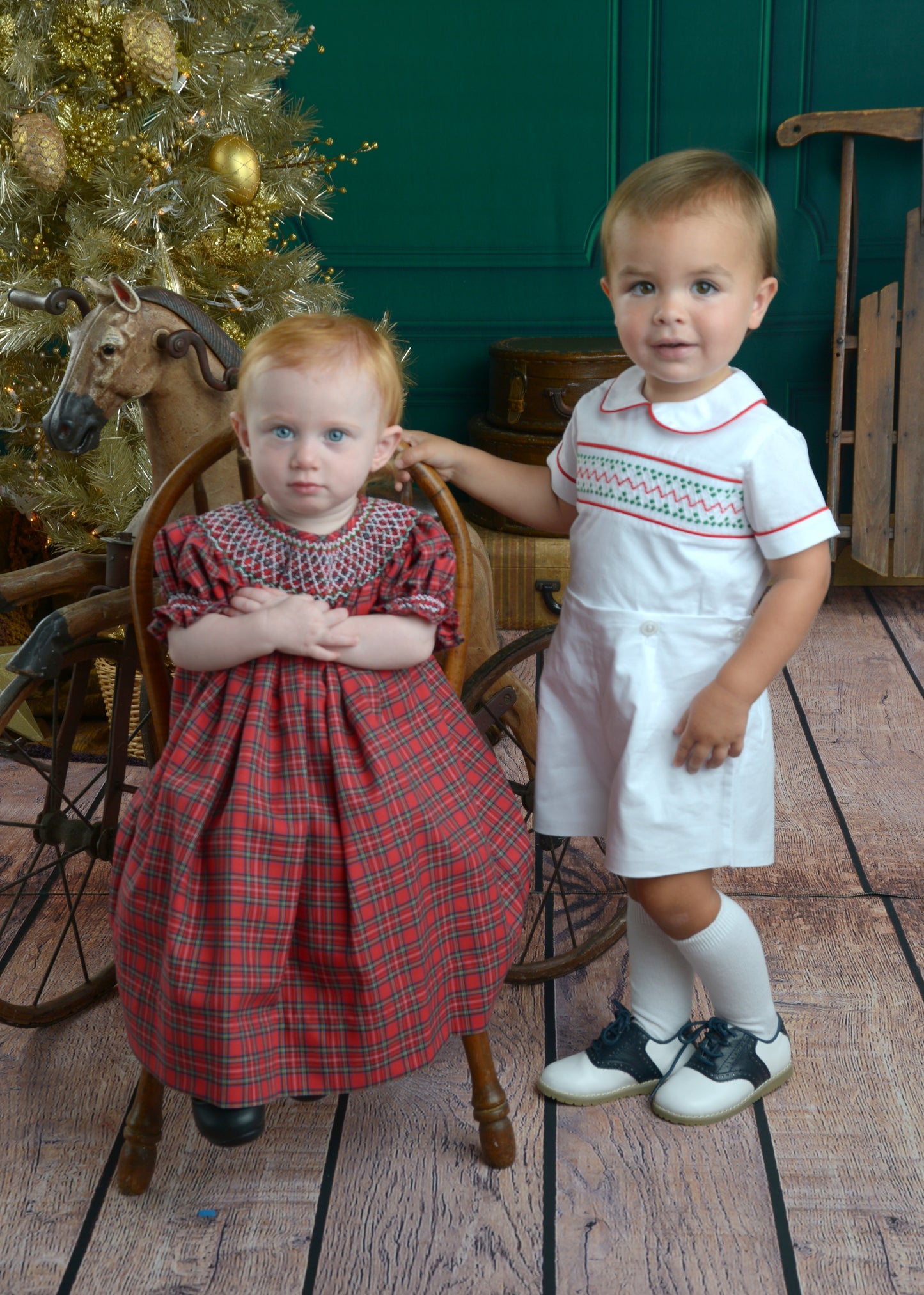 Strasburg Children Boy's Christmas Button-On, Toddler Boy Holiday Outfit, Santa Photo
