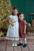 Strasburg Children Christmas Smocked Red Girls Dress, Flower Girl Red White Dress