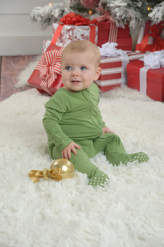 Green Zipper Footie