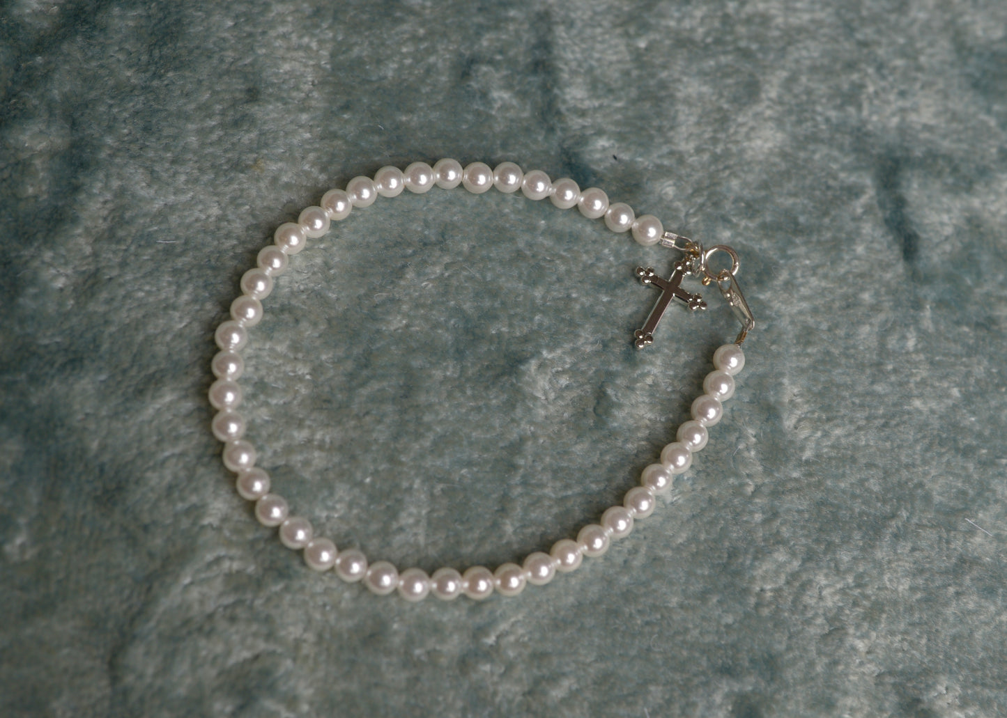 Strasburg Children Freshwater Pearl Cross Bracelet for little girls, baptism, communion