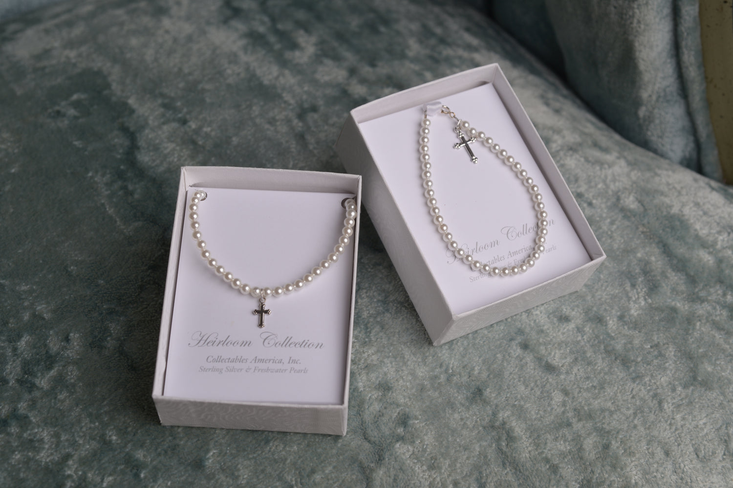 Strasburg Children Freshwater Pearl Cross Bracelet for little girls, baptism, communion