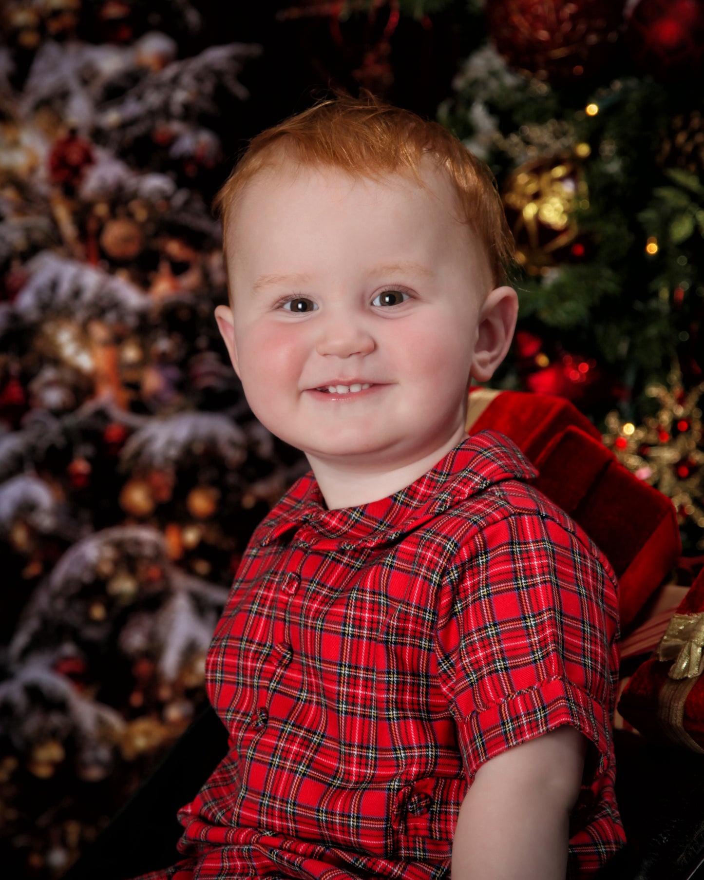 Boy's Christmas Plaid Romper