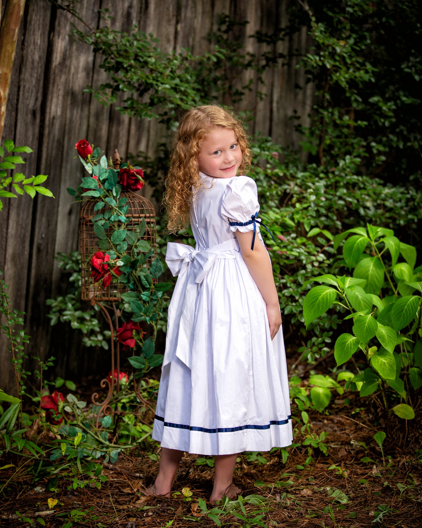 Sarah Navy Smocked Dress