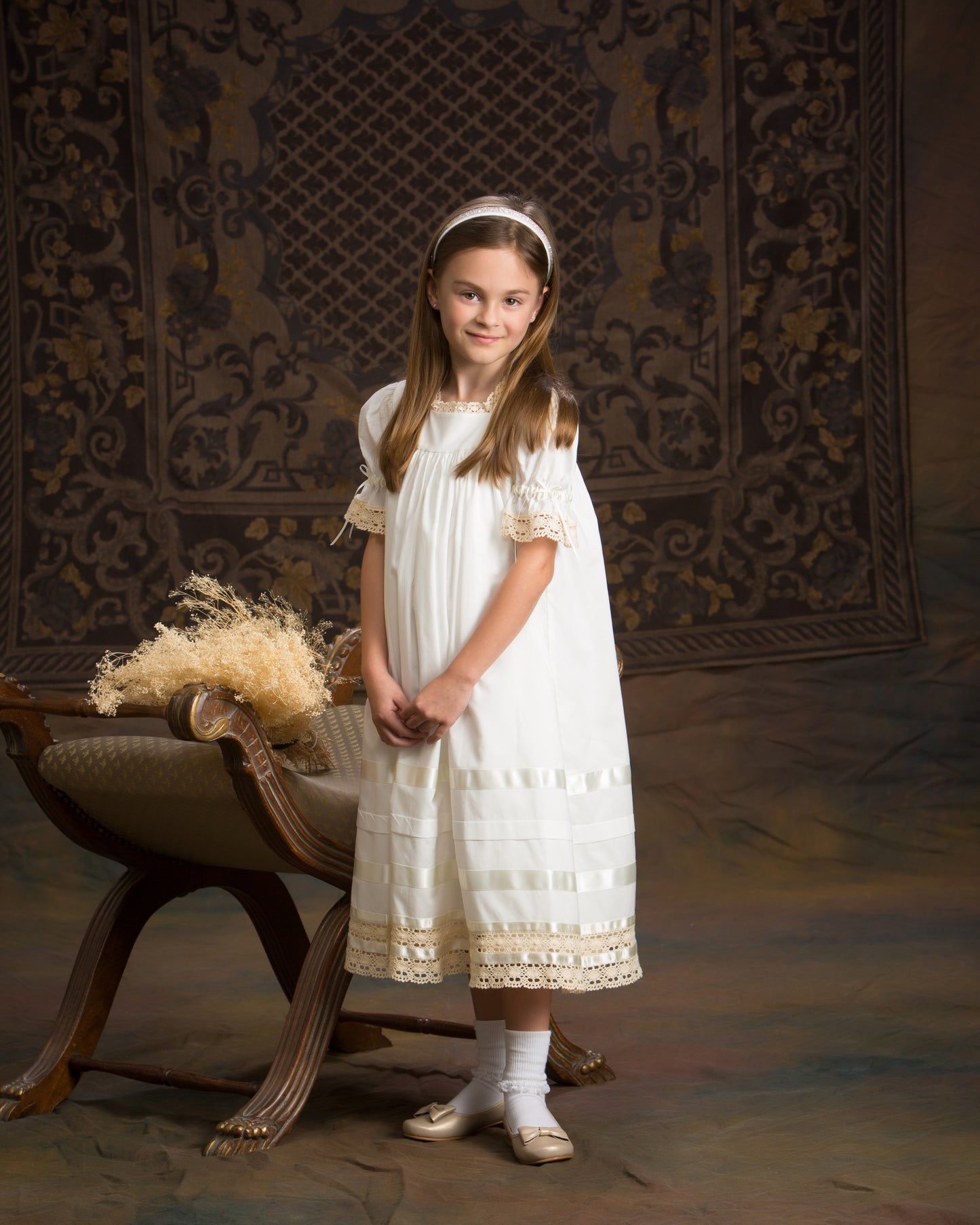 Strasburg Children Vintage Lace Flower Girl Dresses White Ivory Strasburg Communion Dress