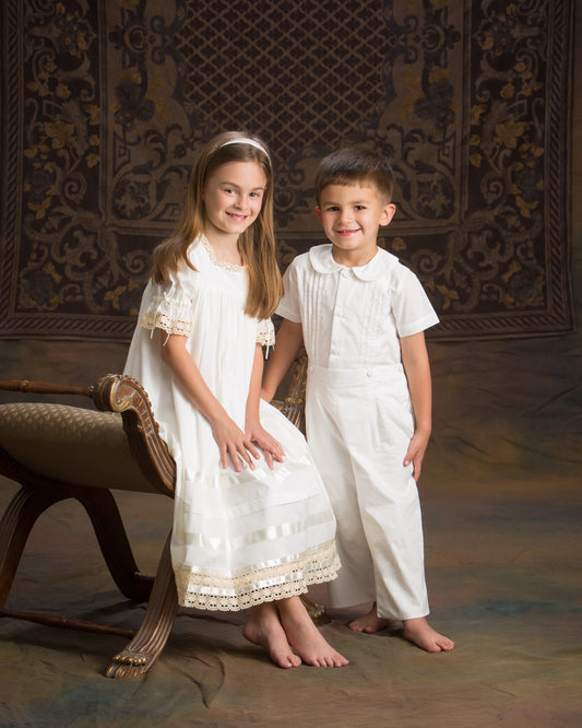 Strasburg Children Vintage Lace Flower Girl Dresses White Ivory Strasburg Communion Dress