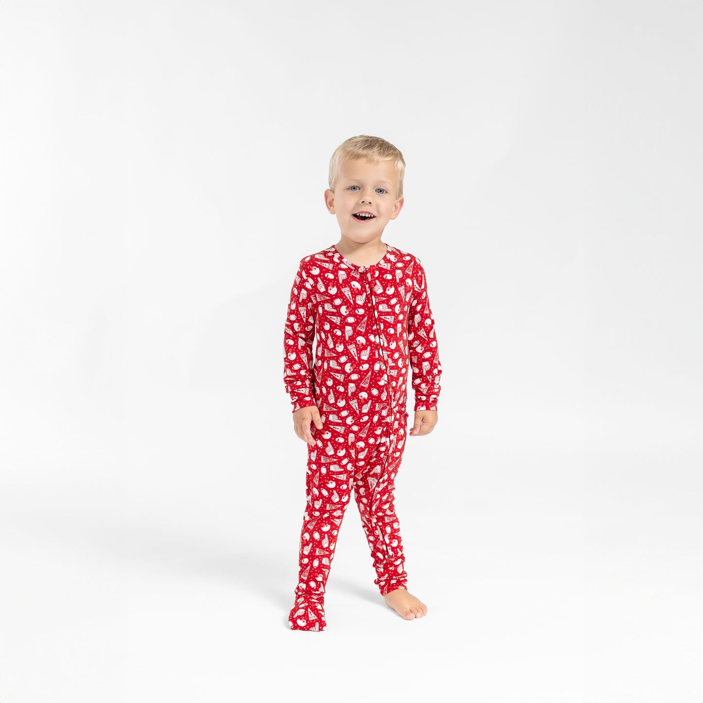 Red Football Bamboo Toddler Pajamas – Romper