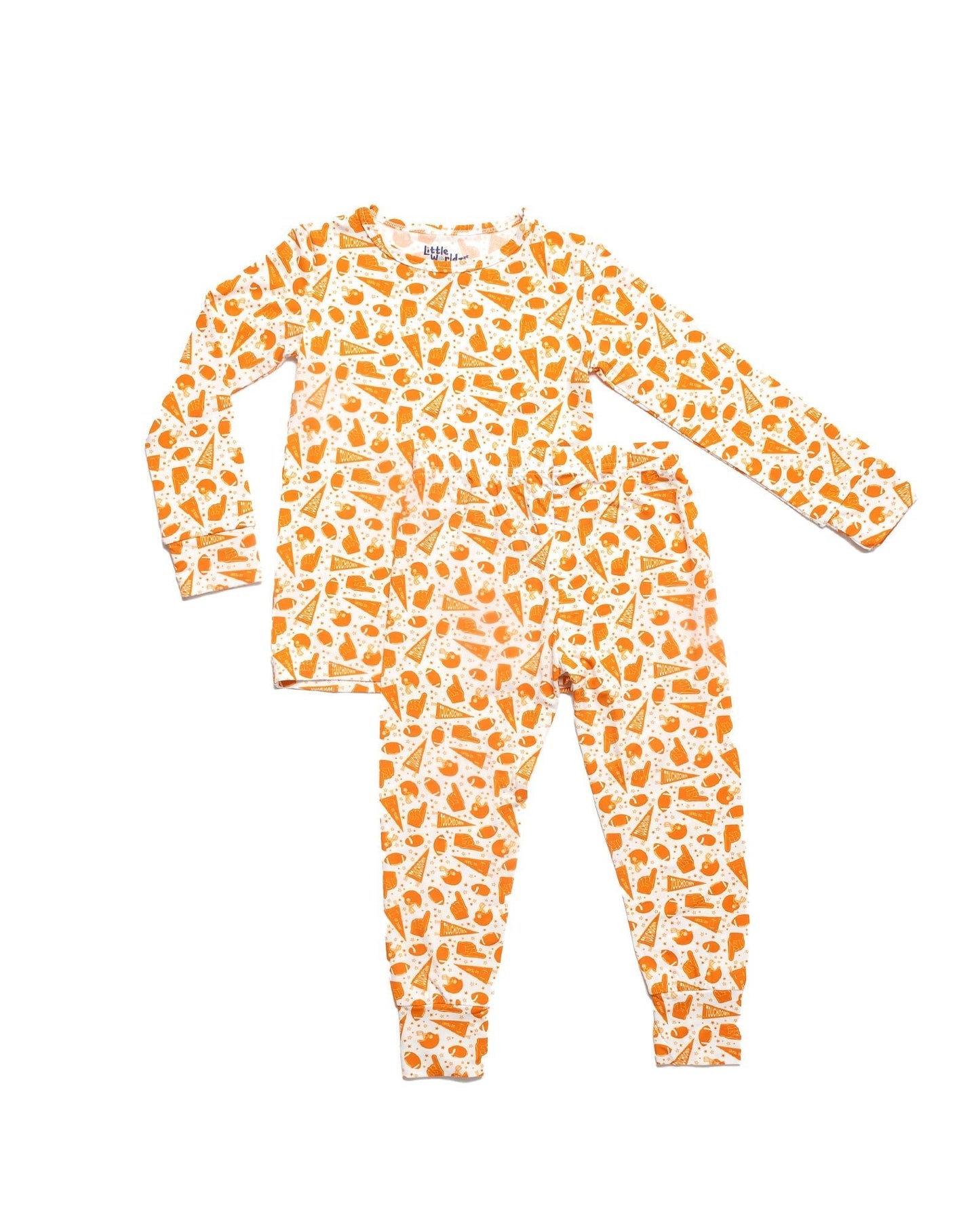 Orange Football Bamboo Pajamas for Kids – Two Piece Set