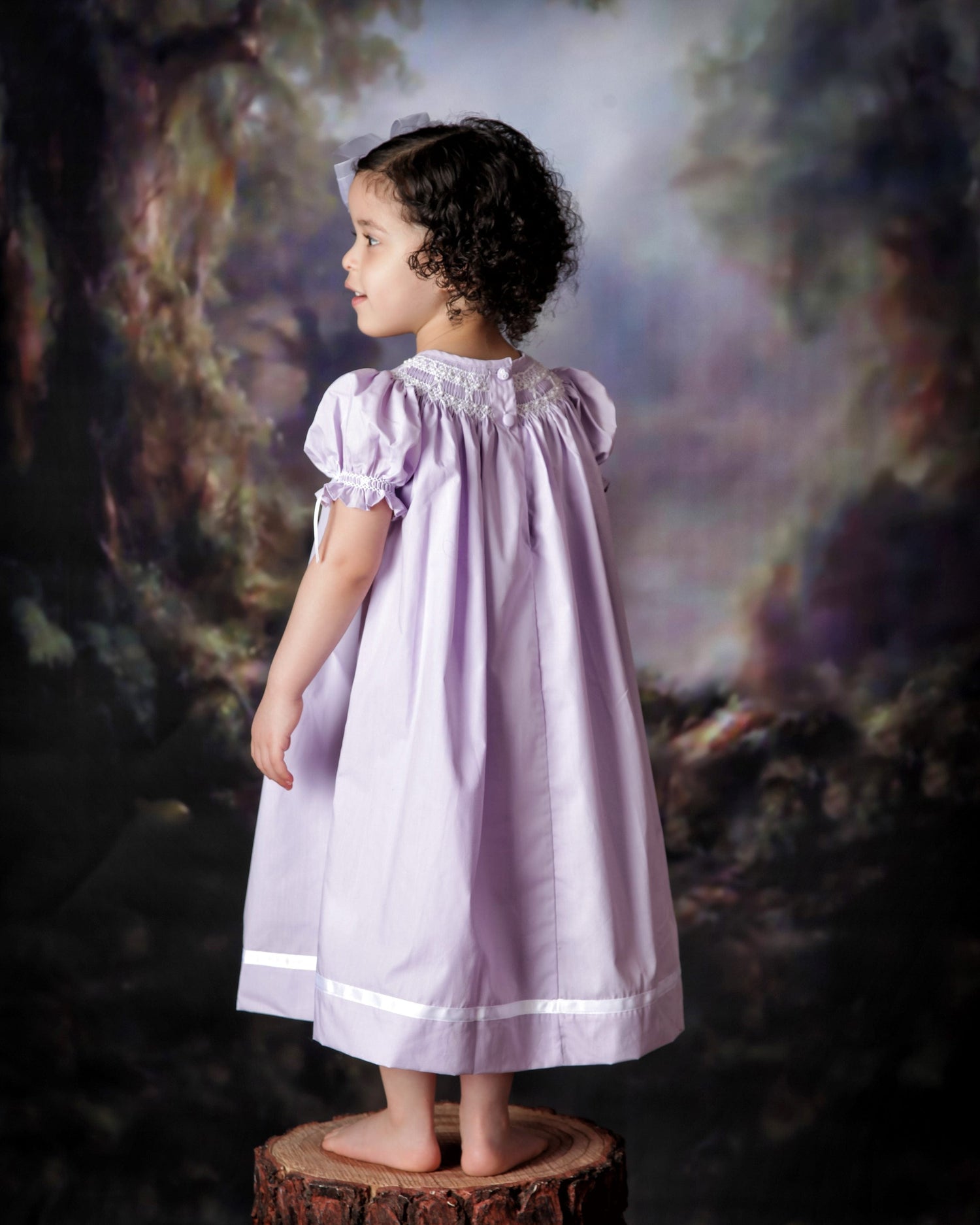 Strasburg Children Purple Toddler Bishop Dress Vintage Smocked Dresses Heirloom Lilac