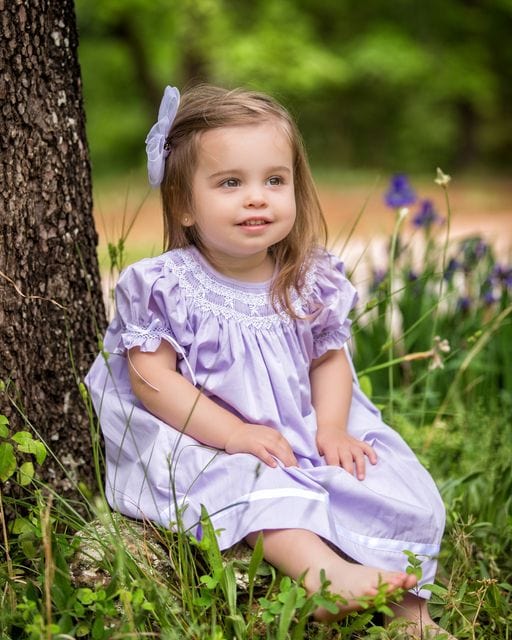 Strasburg Children Purple Toddler Bishop Dress Vintage Smocked Dresses Heirloom Lilac