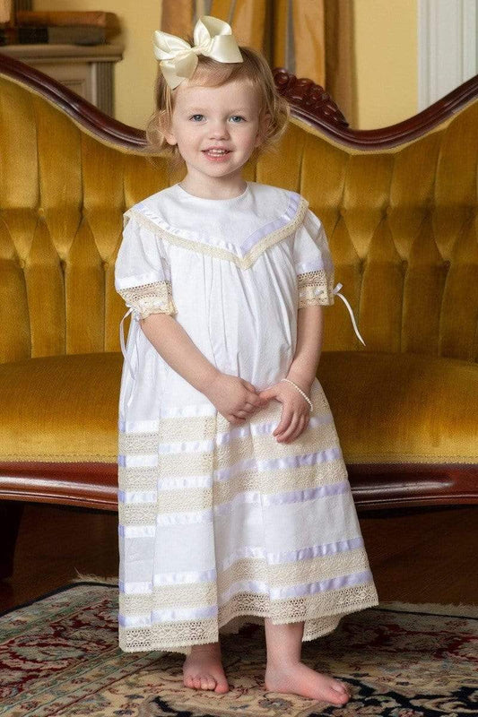 Savannah Lace Flower Girl Dress - White/Ivory