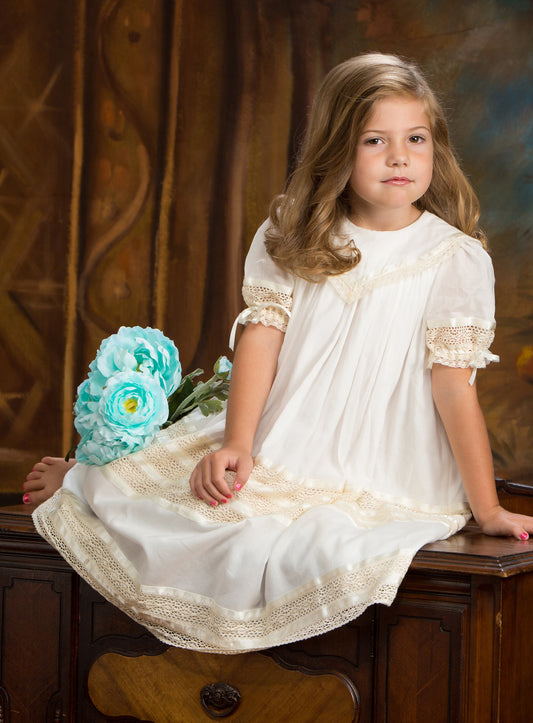 Strasburg Children Lace Flower Girl Dress, Heirloom Vintage Boho Wedding Unique Southern