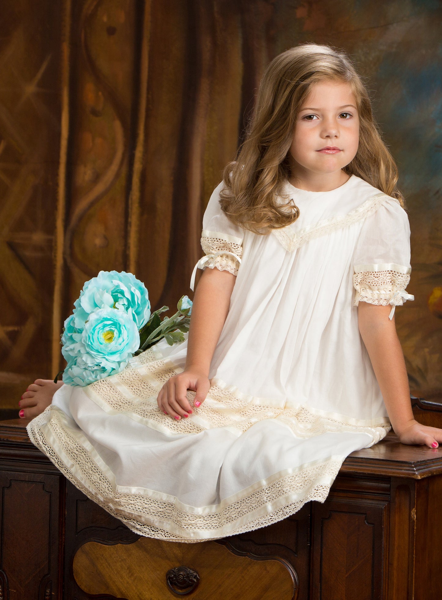 Strasburg Children Lace Flower Girl Dress, Heirloom Vintage Boho Wedding Unique Southern