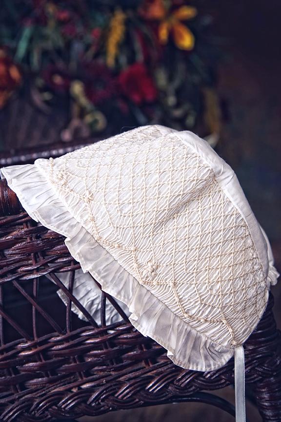 Strasburg Children Silk Special Occasion Gown White Smocked Baby Long Dress Bonnet