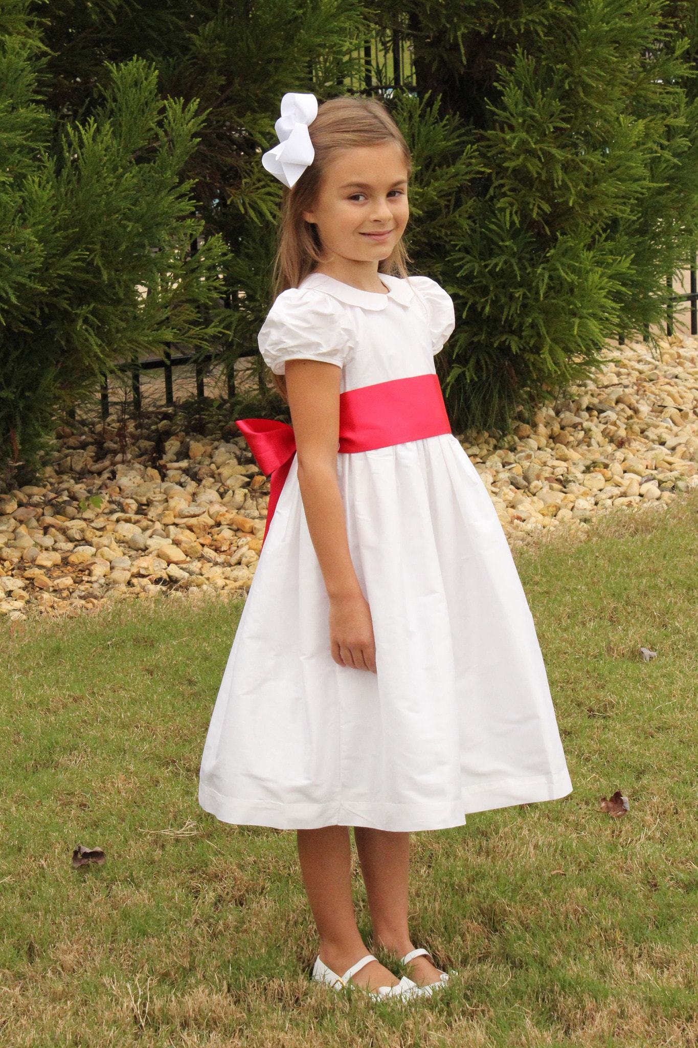 Christmas Dress for pageant Red White Little Flower Girls Dresses