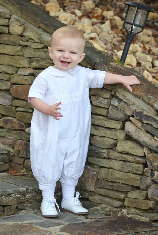 Strasburg Children Baby Boy Baptism Outfit, Boys Silk Romper, Ring Bearer Outfit