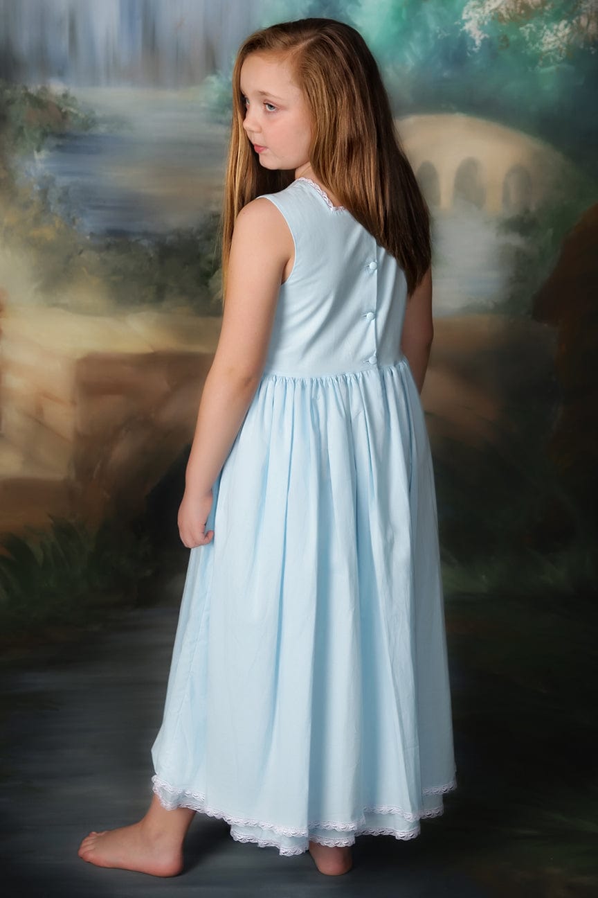Strasburg Children Birthday Dress for girls, Ocean Blue Girls Dress, White Baptism dresses