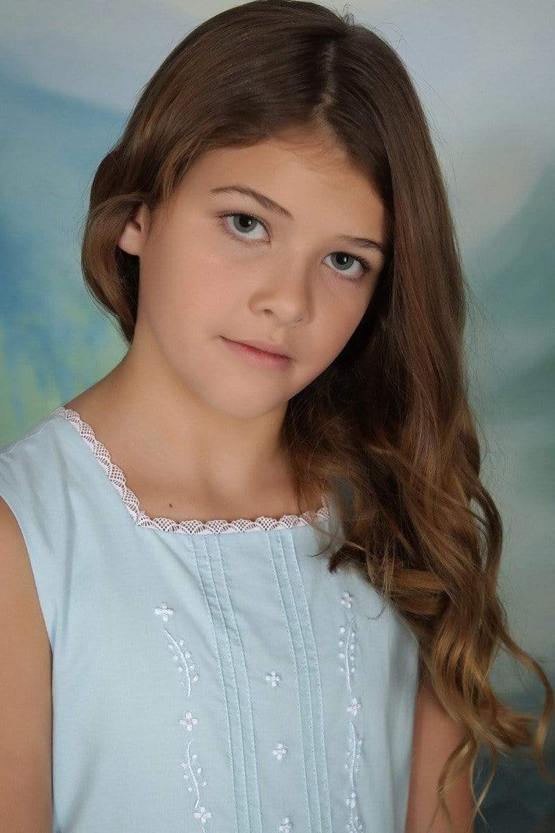 Strasburg Children Birthday Dress for girls, Ocean Blue Girls Dress, White Baptism dresses