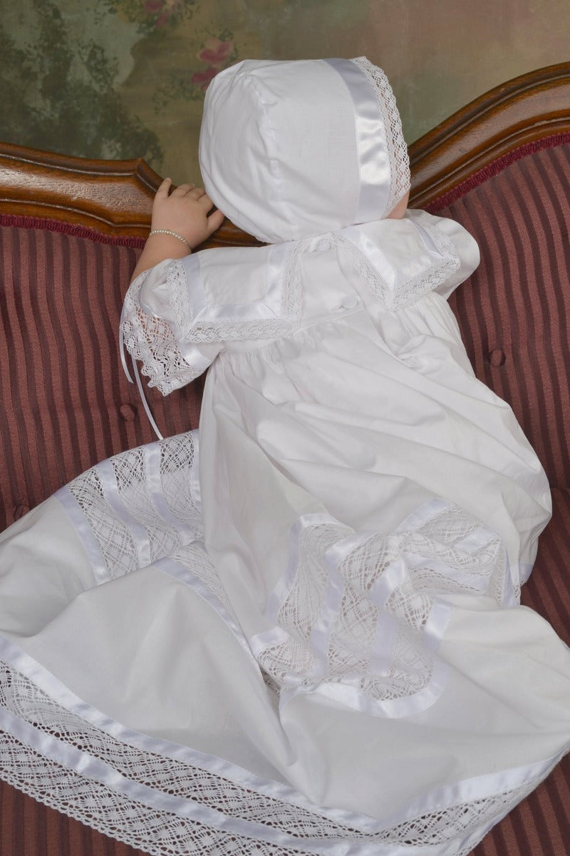 Strasburg Children Lace White Baby Gown Heirloom for girl or boy unisex special occasion