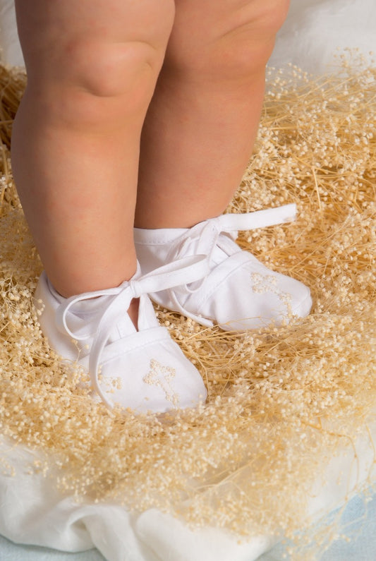 Strasburg Children Baby Booties Handmade Cross Embroidery Strasburg Children christening