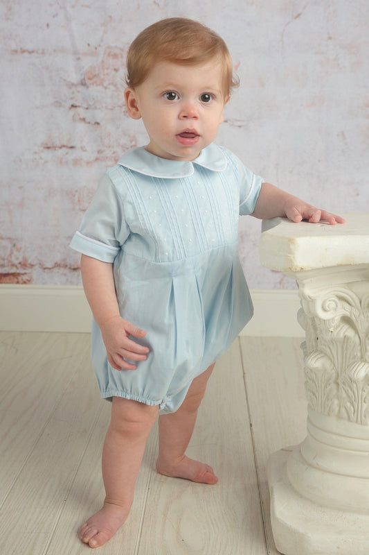 Strasburg Children Blue bubble for baby boy Easter outfit, blue and white beach photo siblings