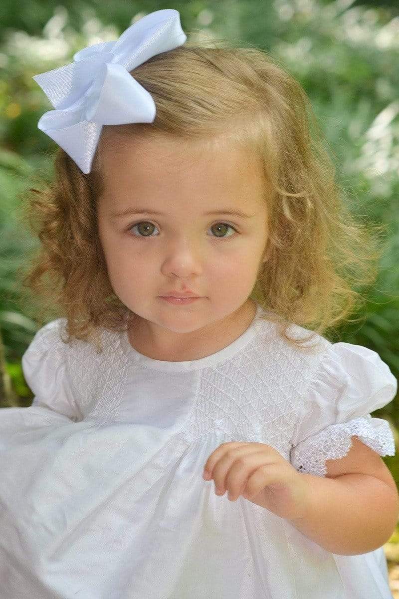 Strasburg Children Toddler Flower Girl Dress White Silk Bishop Little Girl Strasburg