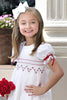 Strasburg Children Christmas Smocked Red Girls Dress, Flower Girl Red White Dress