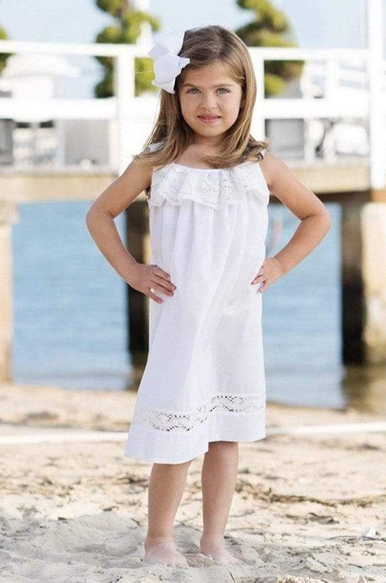 Strasburg Children White Beach Dress - Summer Portrait Lace Flower Girl Dress, 4/White Strasburg Children White Beach Dress - Summer Portrait Lace Flower Girl Dress, 4/White