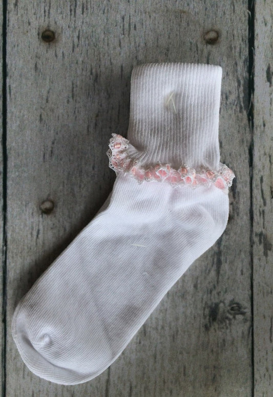 Strasburg Children Girls Dress Lace Socks White and Pink Easter Flower Girl