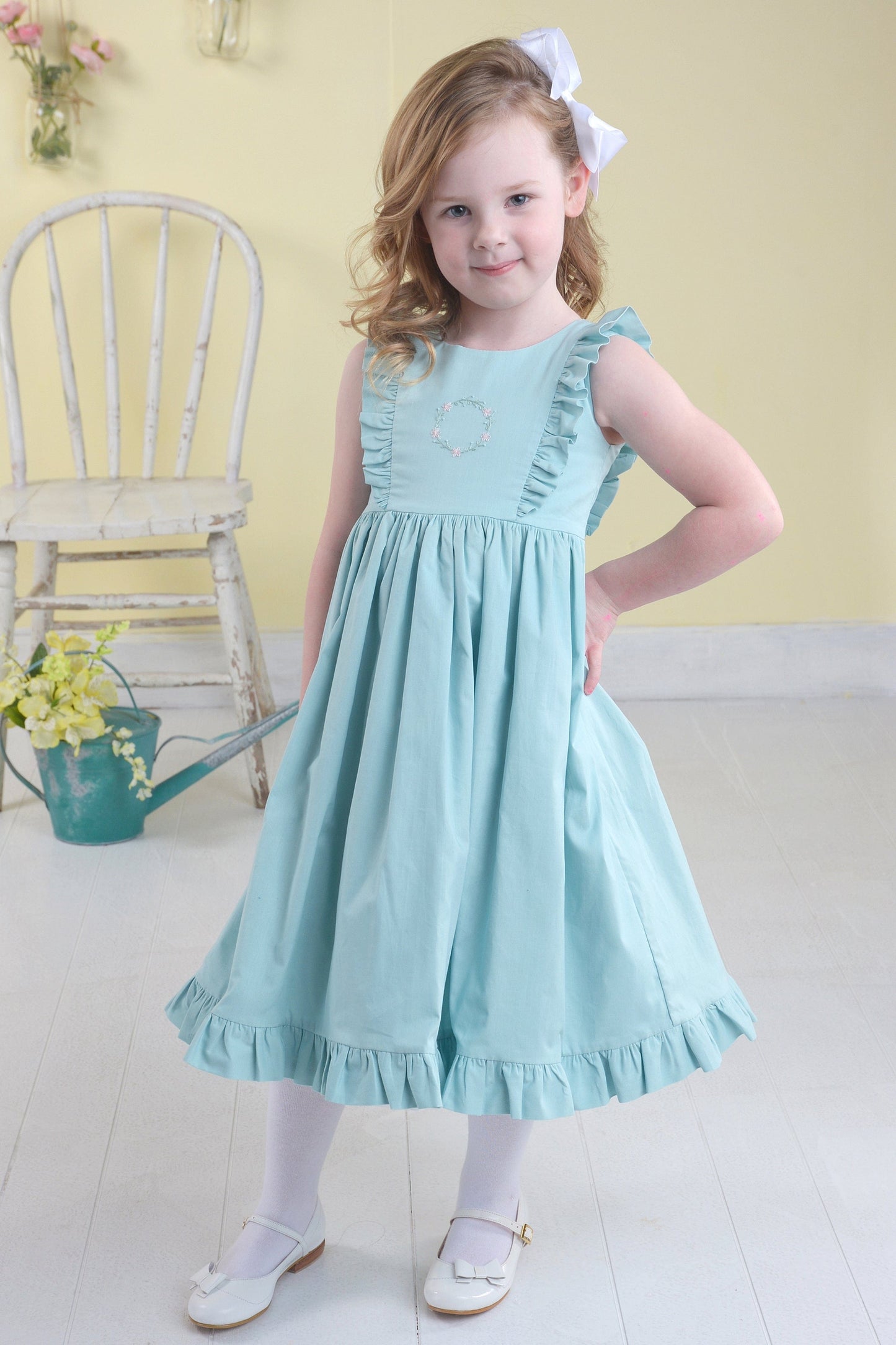 Strasburg Children Girls Pinafore Dress for little girls, mint spring dress, pink, yellow dresses