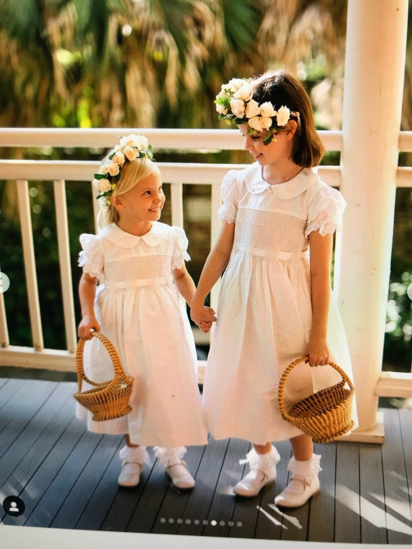 Strasburg Children Silk Flower Girl Dress, White Dresses girls Unique Sash Smocked