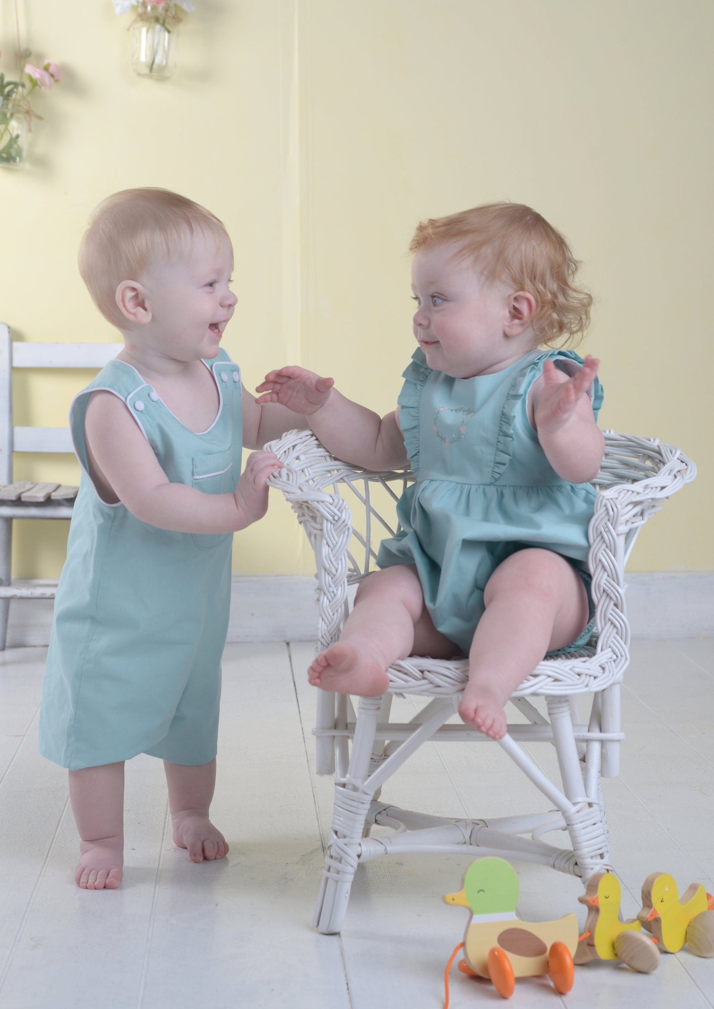 Strasburg Children Bubble for Easter, Baby bubbles for spring, pinafore matching bubble