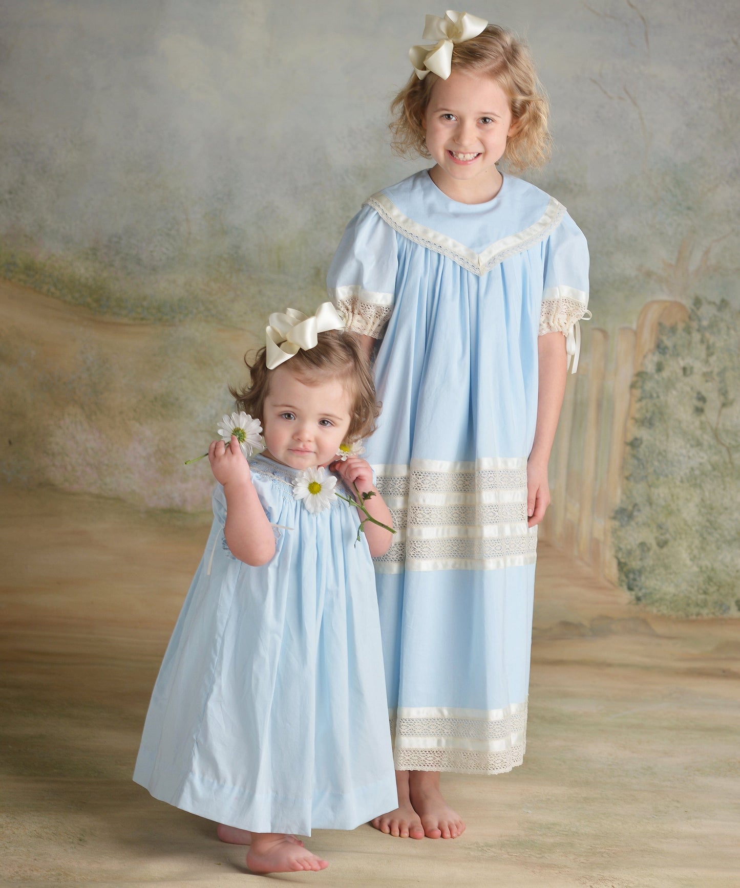 Strasburg Children Smocked Bishop Dress Toddler to baby Dresses Blue Heirloom Pink ecru