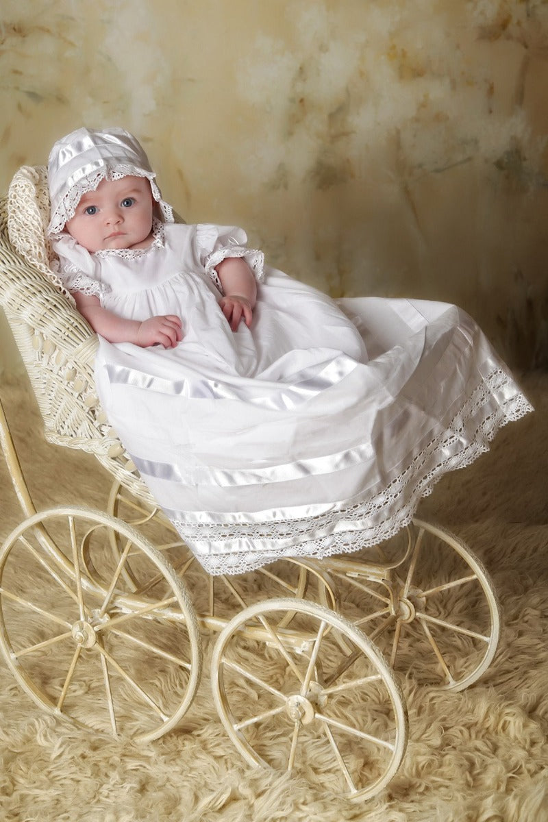 girls white baptism dress Classic Christening Gown for Girls, Baby Boy 6M / Discover the Girls White Size:32W 30L Cindie | PINK Bardot-Neck R26LAUNCH1