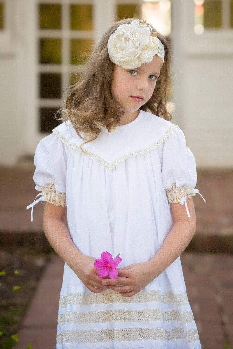 Strasburg Children First Communion Dresses, White Heirloom Lace Dress, Strasburg Children