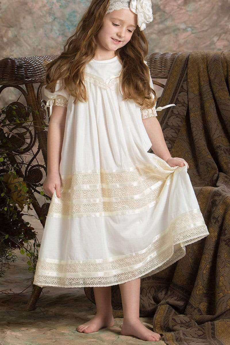 Savannah Lace Flower Girl Ivory 12M