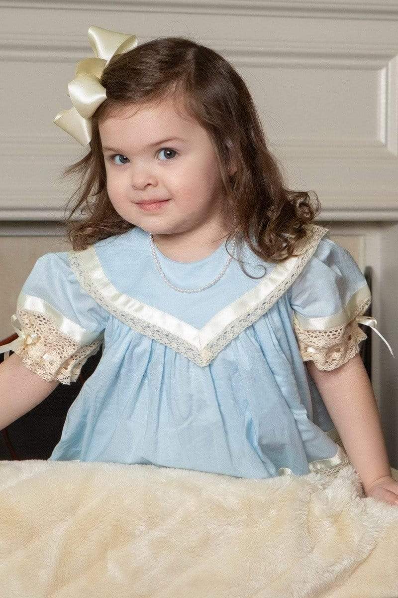 Strasburg Children Blue Heirloom dress w/ lace for Little girls Heirloom Strasburg Children