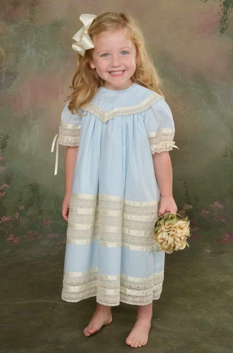 Strasburg Children Blue Heirloom dress w/ lace for Little girls Heirloom Strasburg Children