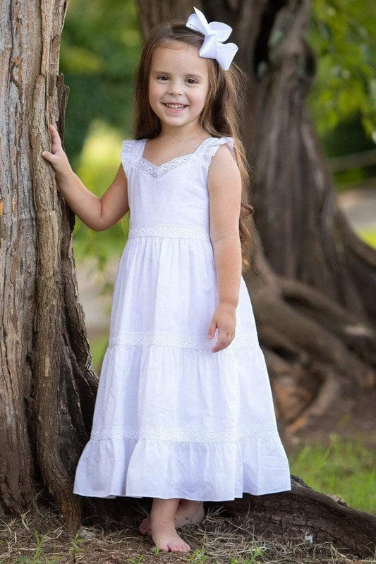 Strasburg Children White Summer Dress for Little Girls, flower girl dress, beach photos