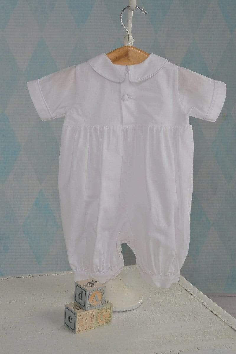 Strasburg Children White Romper for Baby Boy Christening Outfit, boys white bubble