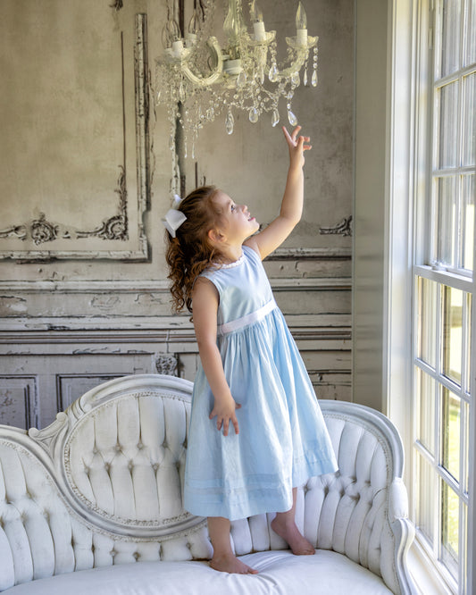 Strasburg Children Light Blue Dress for girls, girls Summer dress, Beach Portrait