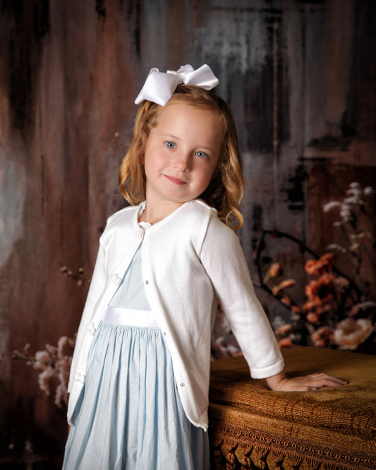 Girls White Cardigan Sweater