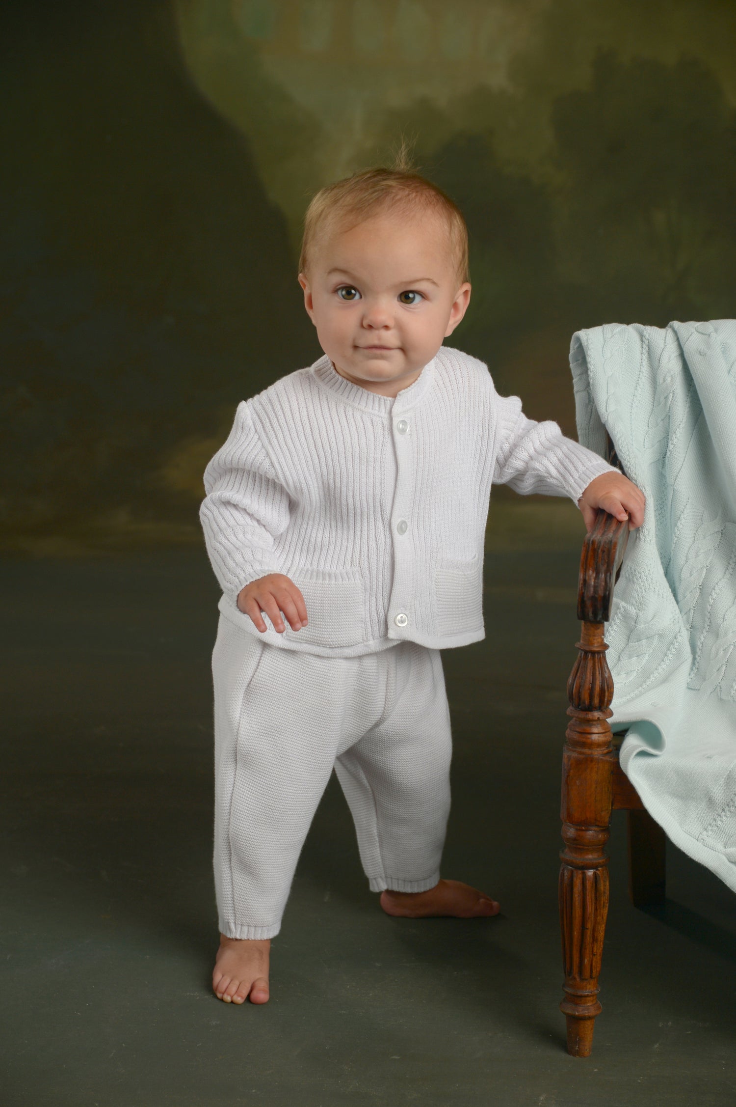 Knitted Sweater Grey Baby Boy Cardigan Infant Boys Knit Sweater Set