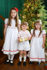 Strasburg Children Christmas Smocked Red Girls Dress, Flower Girl Red White Dress