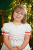 Strasburg Children Christmas Smocked Red Girls Dress, Flower Girl Red White Dress