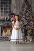 Strasburg Children Christmas Smocked Red Girls Dress, Flower Girl Red White Dress