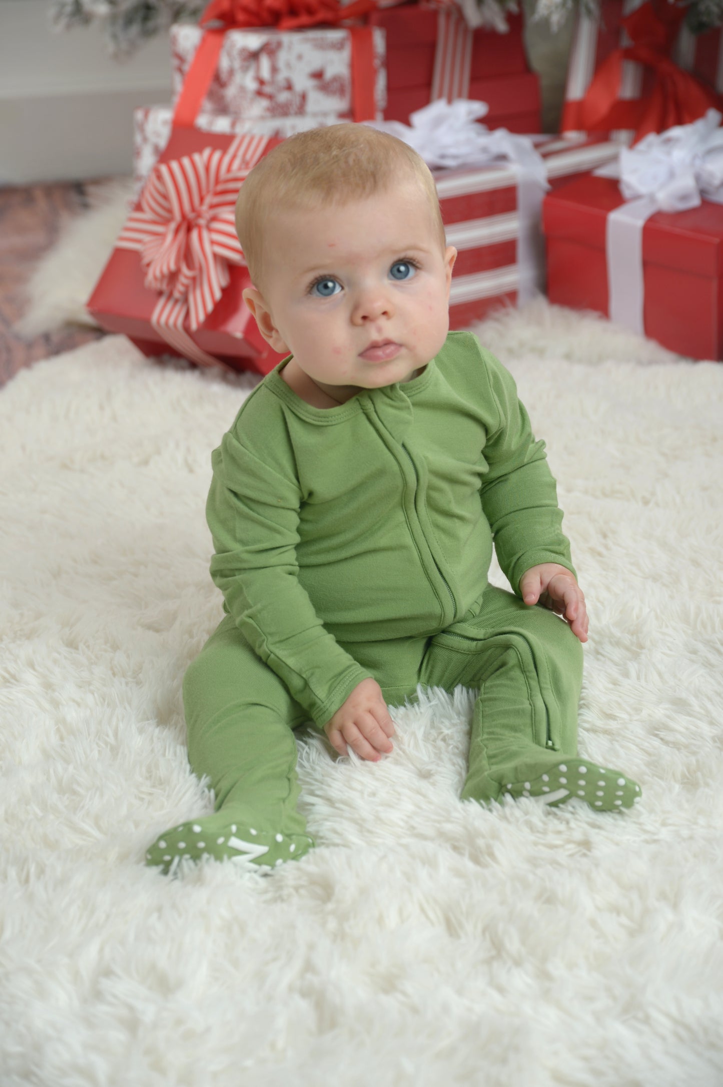 Green Zipper Footie